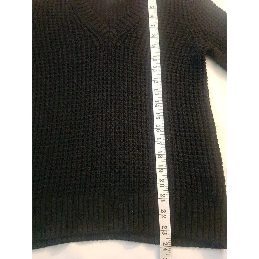 J.Crew Black Waffle Chunky Knit Sweater Balloon Sleeve Casual Small S Preppy